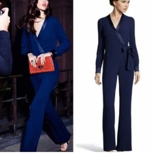 DVF- silk satin wrap jumpsuit -Margot holiday jumpsuit
